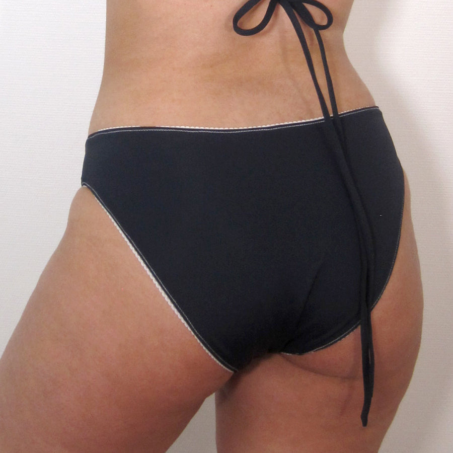 LAILA Bikini Bottoms : Navy Lycra & White Touch