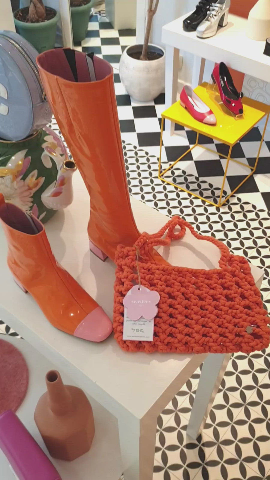 MILEY Crochet Handbag : Tangerine